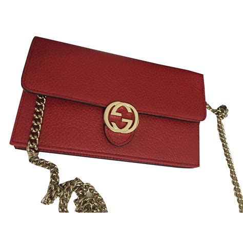 gucci soho red wallet|Gucci interlocking wallet on chain.